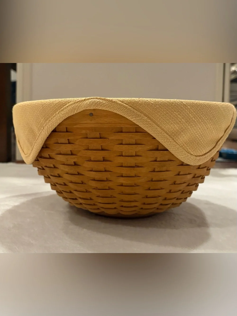 Longaberger Warm Brown Basket with Fabric Liner, Protector and Lid
